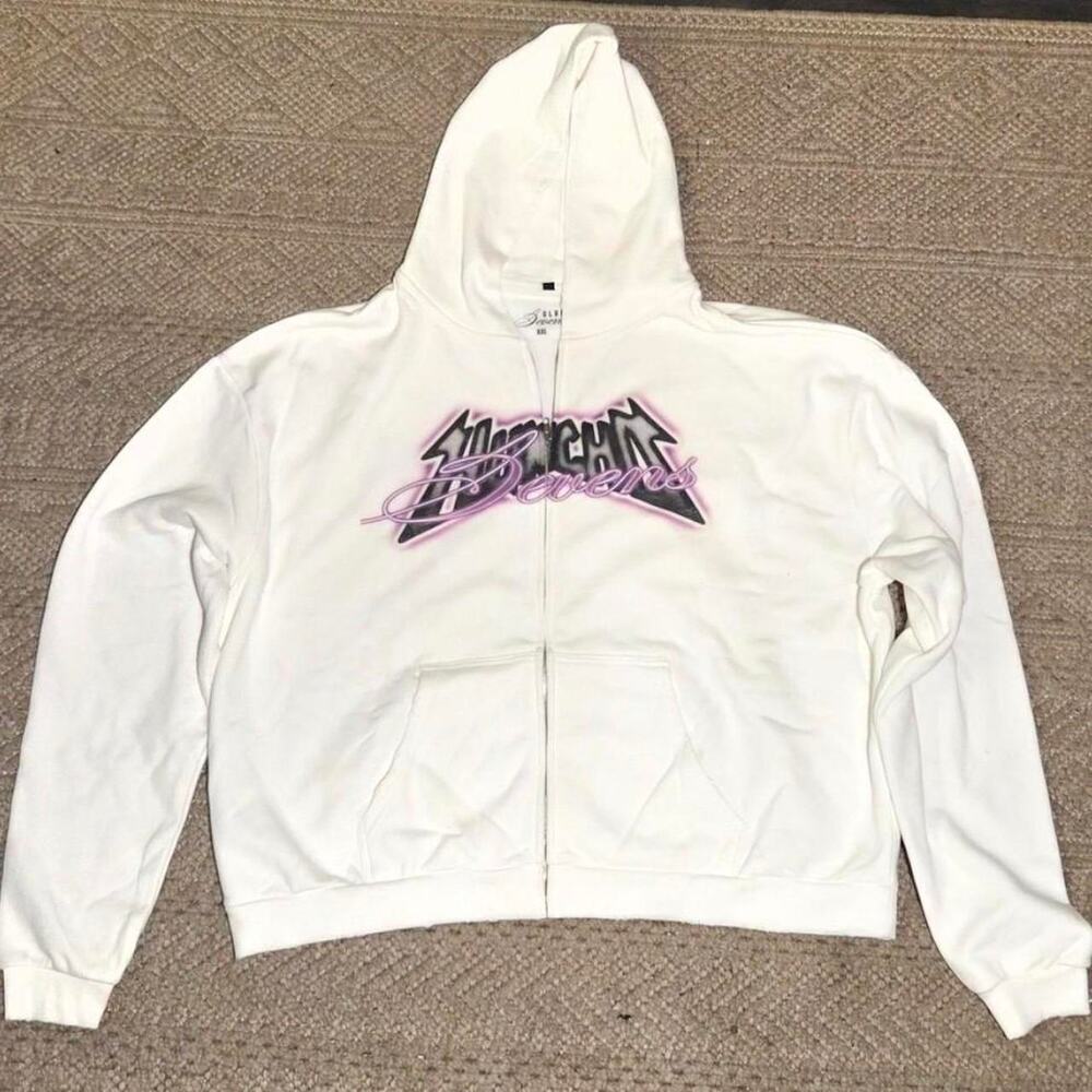 Triple sevens white zip hoodie XXL OVERSIZED